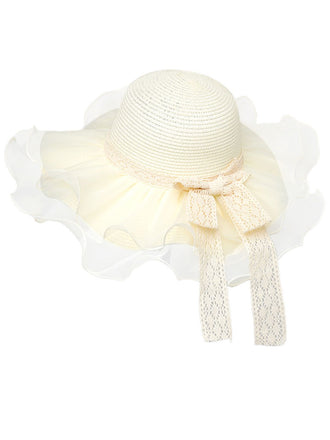 Cappello da sole con fiocco in pizzo e balza trasparente vintage
