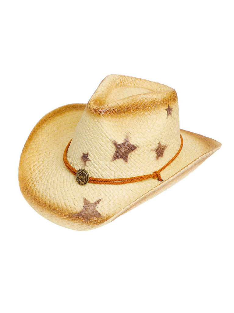 Cappello da sole a tesa larga con stella da cowgirl