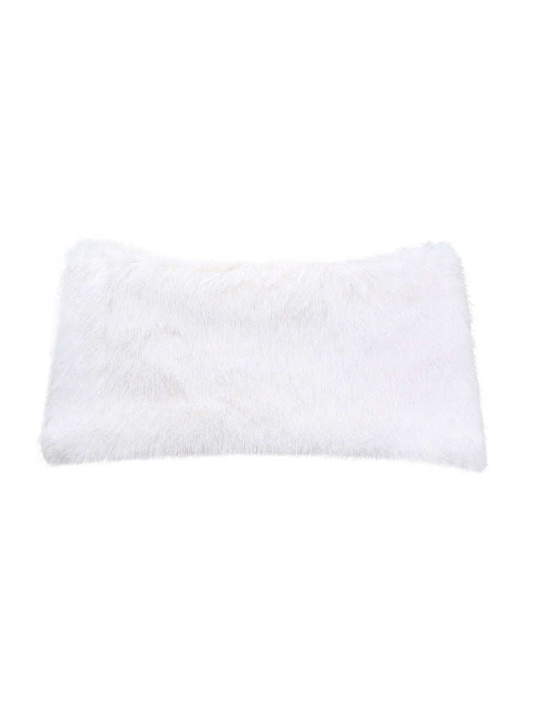 Scialle con pompon in pelliccia sintetica bianco anni '70