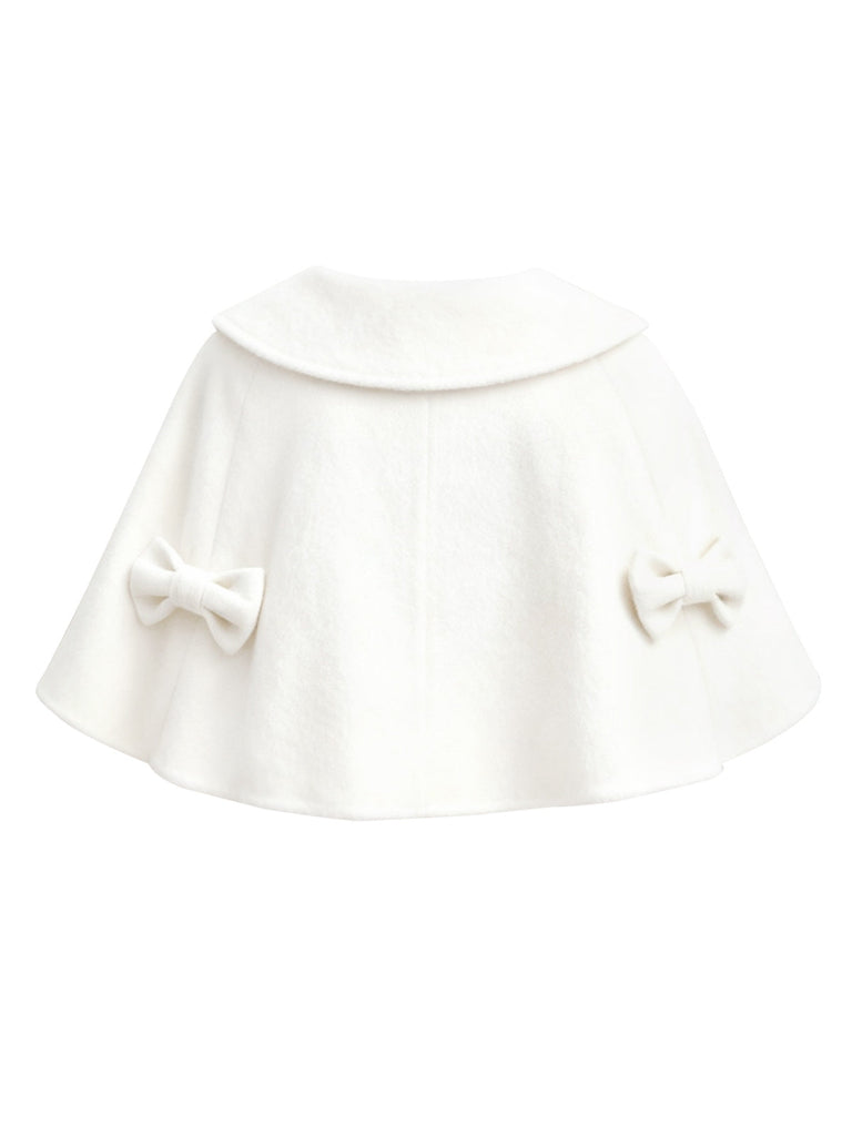 Mantella con fiocco e collo rotondo bianco anni '50
