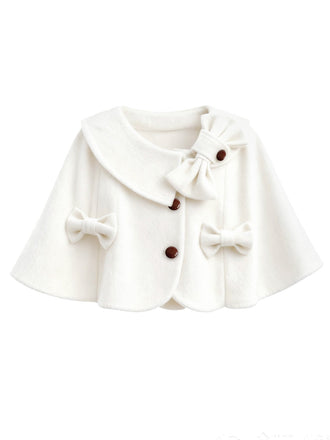 Mantella con fiocco e collo rotondo bianco anni '50