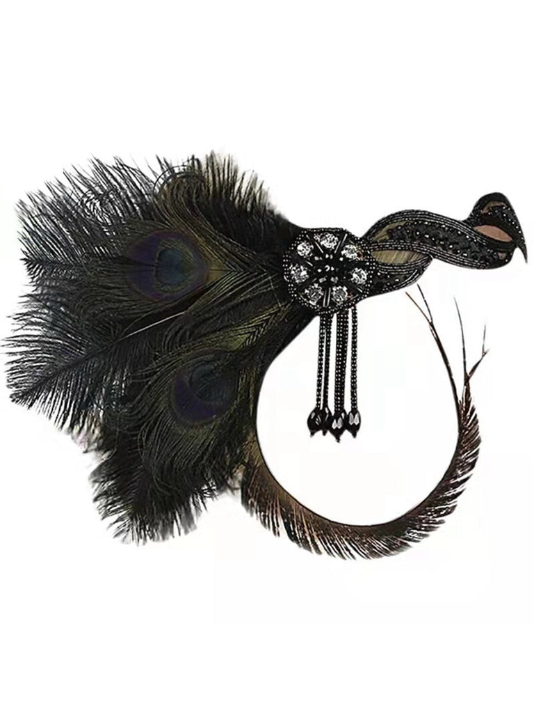 [Prevendita] Cerchietto con nappe in piume di pavone Gatsby anni '20