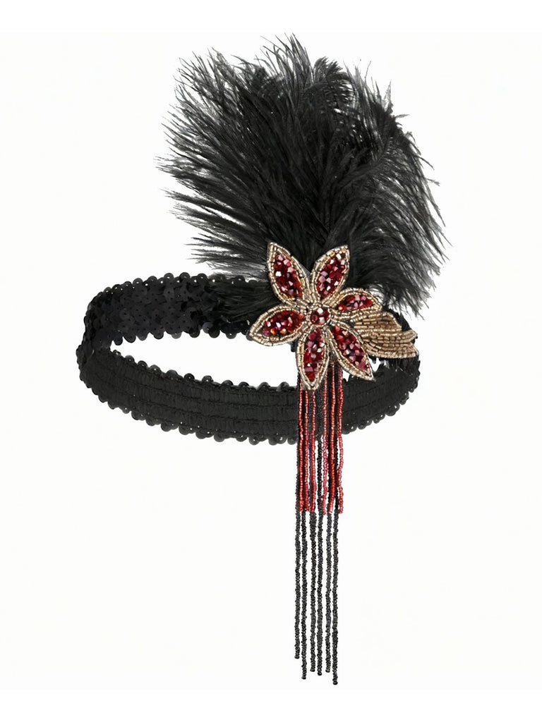 Copricapo con perline e paillettes stile Gatsby anni '20