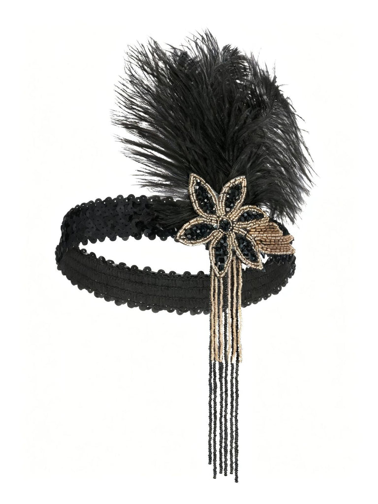 Copricapo con perline e paillettes stile Gatsby anni '20