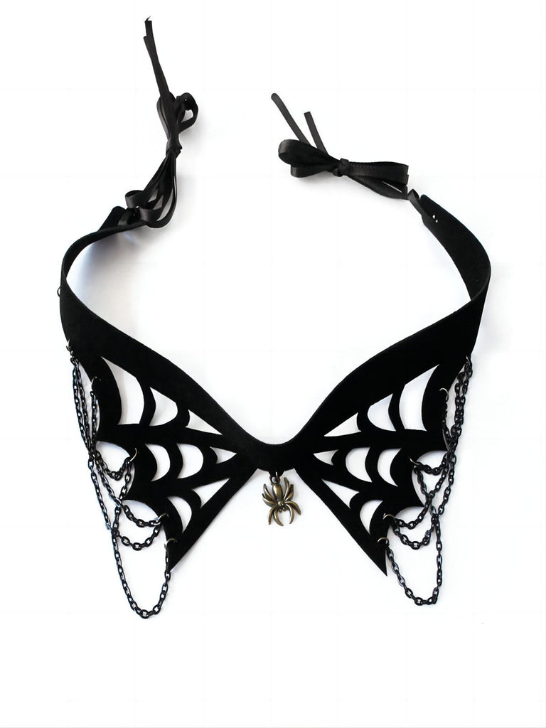 Collana gotica con ragnatela nero di Halloween