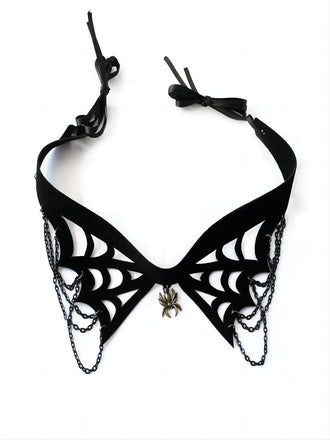 Collana gotica con ragnatela nero di Halloween