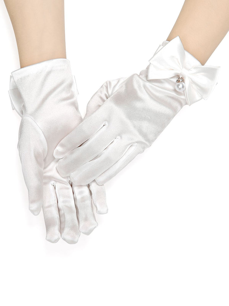 Guanti squisiti con fiocco di perle vintage