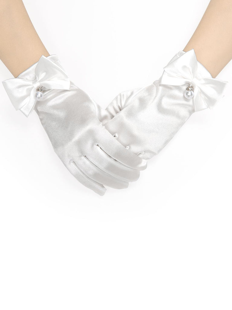 Guanti squisiti con fiocco di perle vintage