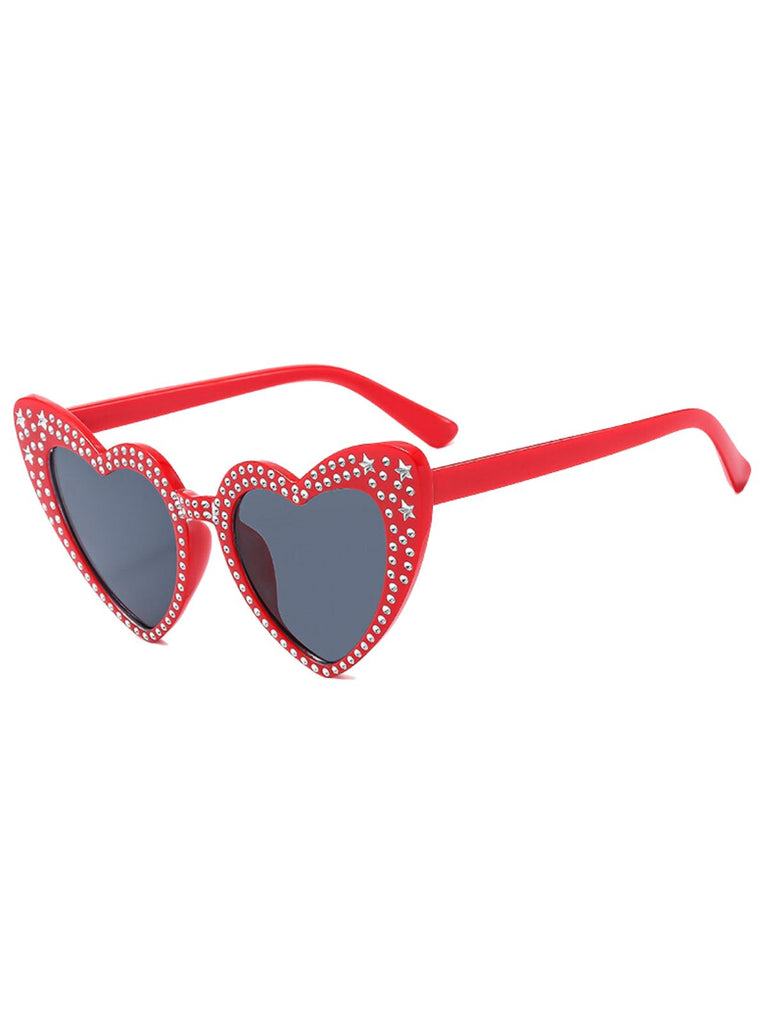 Occhiali da sole con montatura a cuore in strass