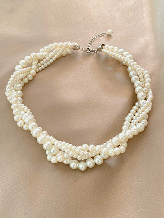Collana con ciondolo di perle multistrato retrò