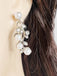 Set di collana e orecchini con foglie di perle bianche e strass