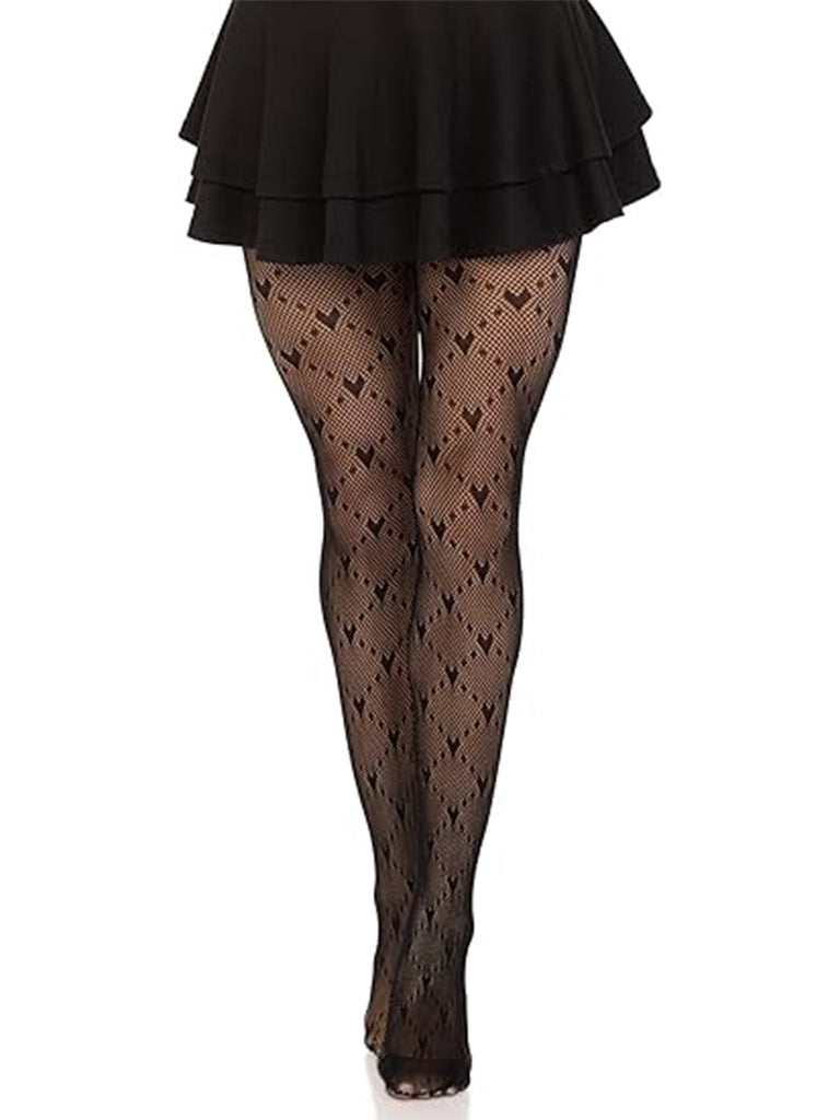 Calze collant con linee argyle a cuore retrò