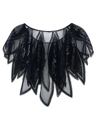 Mantella patchwork a forma di foglie paillettes anni '20