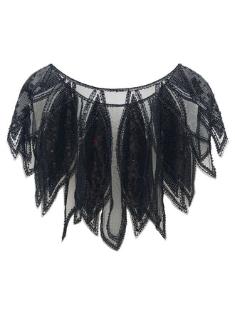 Mantella patchwork a forma di foglie paillettes anni '20