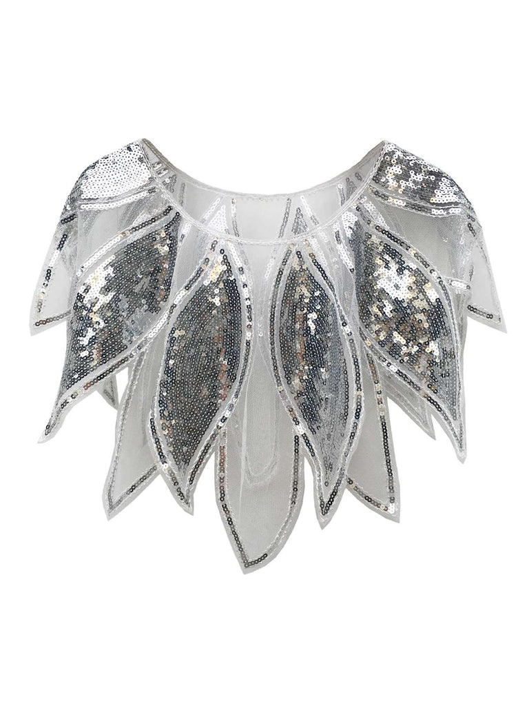 Mantella patchwork a forma di foglie paillettes anni '20