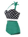 Bikini a pieghe scollo a V e pois anni '50