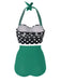 Bikini a pieghe scollo a V e pois anni '50