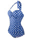 Costume da bagno intero scollo a V pois anni '50