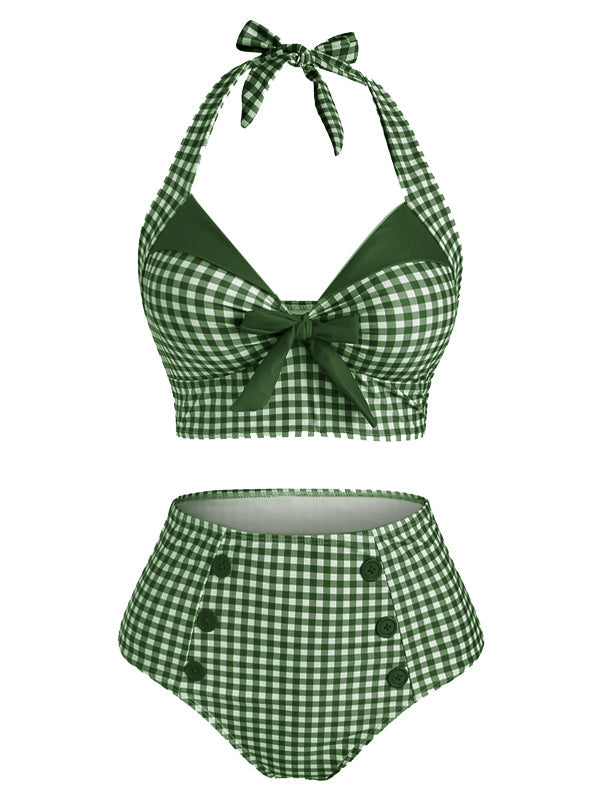 Bikini verde scollo a V fiocco anni '50