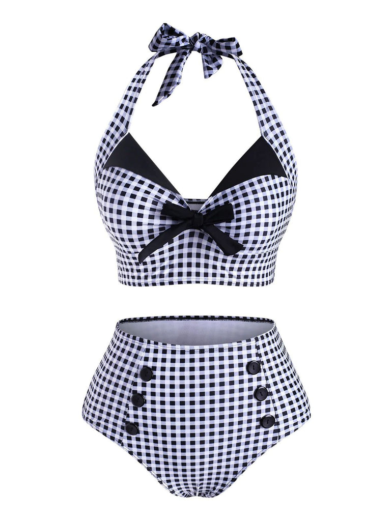 Bikini verde scollo a V fiocco anni '50