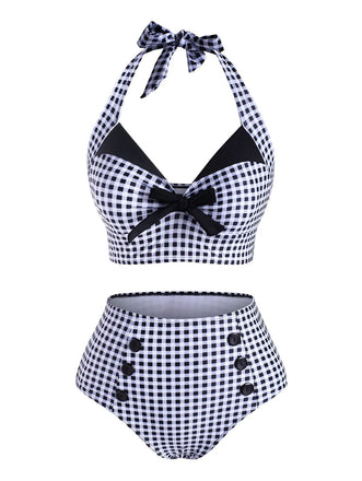 Bikini verde scollo a V fiocco anni '50