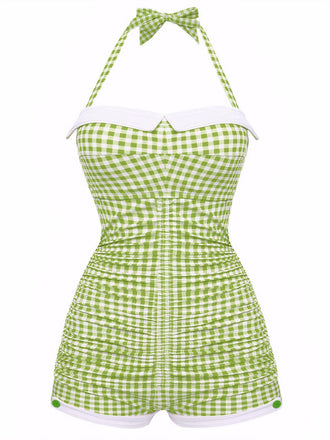 Costumi intero plaid in percalle nodo a fiocco cavezza anni '50