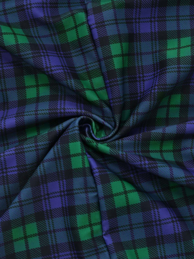 Costumi intero a quadri con fiocco blu e verde anni '50