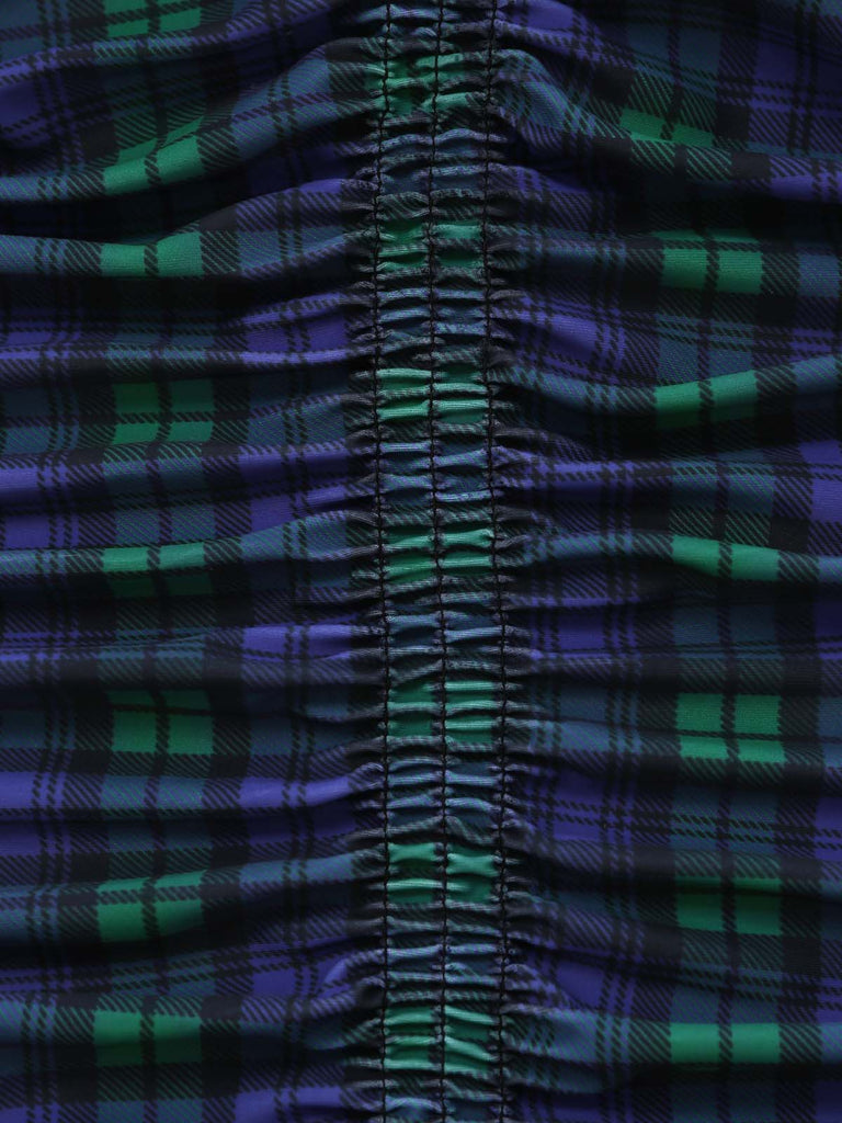 Costumi intero a quadri con fiocco blu e verde anni '50