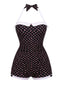 Costumi intero pois in percalle nodo a fiocco cavezza rosa anni '50