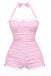 [Pre-Vendita] Costume Intero Arancione a Quadretti Halter con Fiocco Anni '50 2