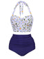 Bikini scollo all'americana lacci floreale anni '50