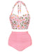Bikini scollo all'americana lacci floreale anni '50