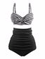 Bikini a righe spalline colorblock retrò nero anni '40