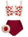 Costumi spalline in rete a forma di fragola rosso anni '40