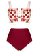 Costumi spalline in rete a forma di fragola rosso anni '40