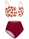 Costumi spalline in rete a forma di fragola rosso anni '40