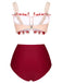 Costumi spalline in rete a forma di fragola rosso anni '40
