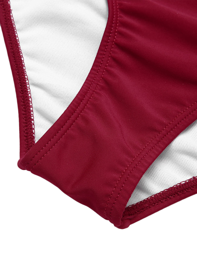 Costumi spalline in rete a forma di fragola rosso anni '40
