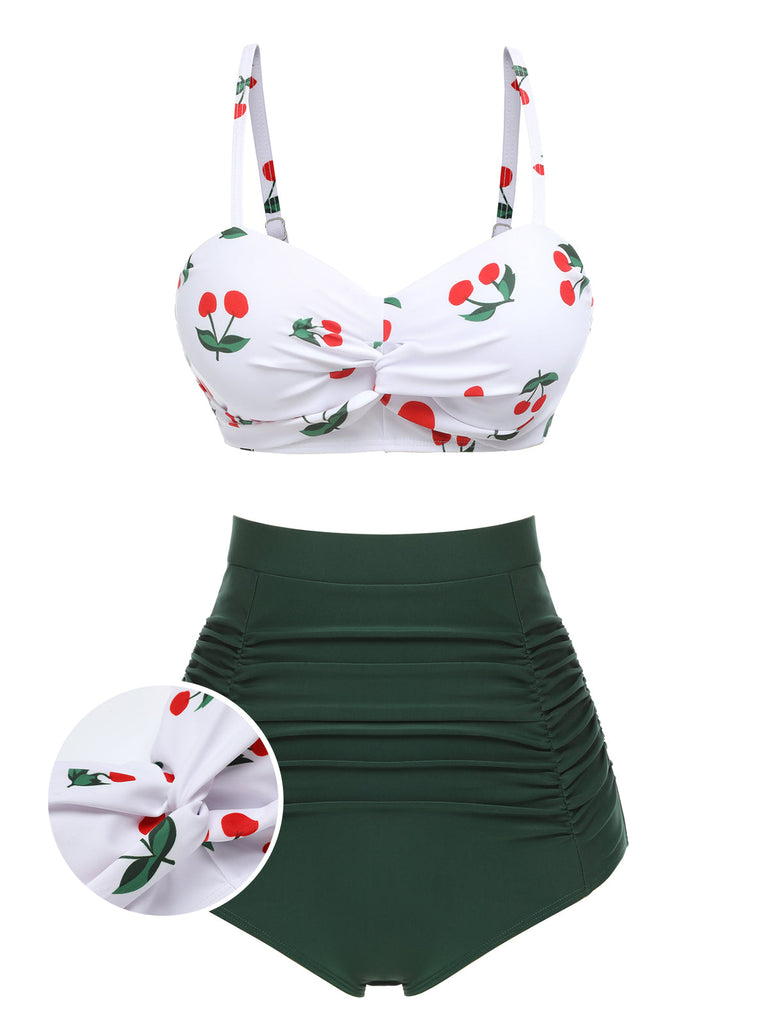 2PCS Set bikini con spalline a ciliegia anni '50