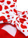 Costumi intero a pois fiocco patchwork rosso anni '30