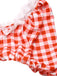 2PCS Costumi in pizzo plaid patchwork anni '60