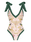 Costumi intero floreale scollo a V e allacciatura anni '50