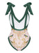 Costumi intero floreale scollo a V e allacciatura anni '50