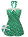 Costumi intero a righe spalle scoperte verde anni '30