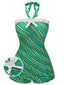 Costumi intero a righe spalle scoperte verde anni '30