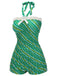 Costumi intero a righe spalle scoperte verde anni '30