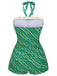 Costumi intero a righe spalle scoperte verde anni '30
