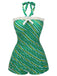 Costumi intero a righe spalle scoperte verde anni '30