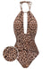 Costumi scollo a V e top a triangolo leopardato marrone anni '30