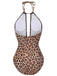 Costumi scollo a V e top a triangolo leopardato marrone anni '30